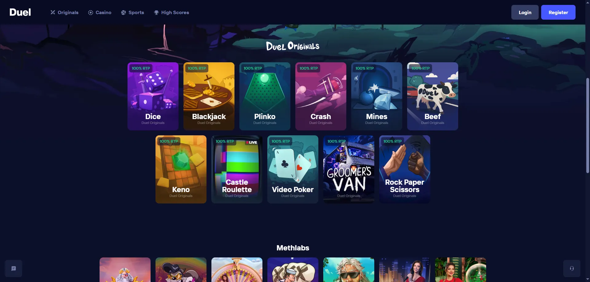 Duel Casino NZ slots and Duel Originals — provably fair games with 100% RTP